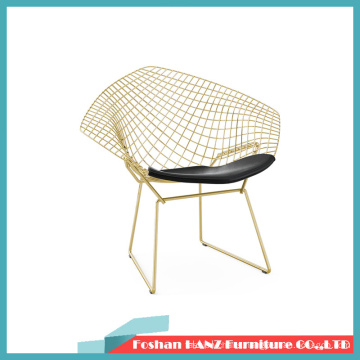 Hotel Outdoor Gardon Bertoia Golden Diamond Chair with Seat Cushion